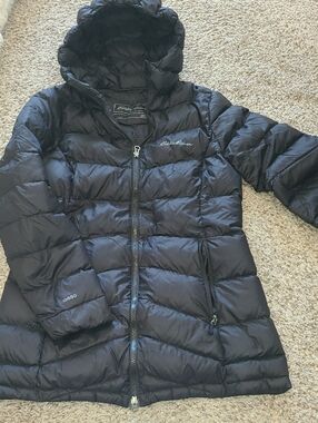 Eddie Bauer Black Hooded Down Puffer Jacket